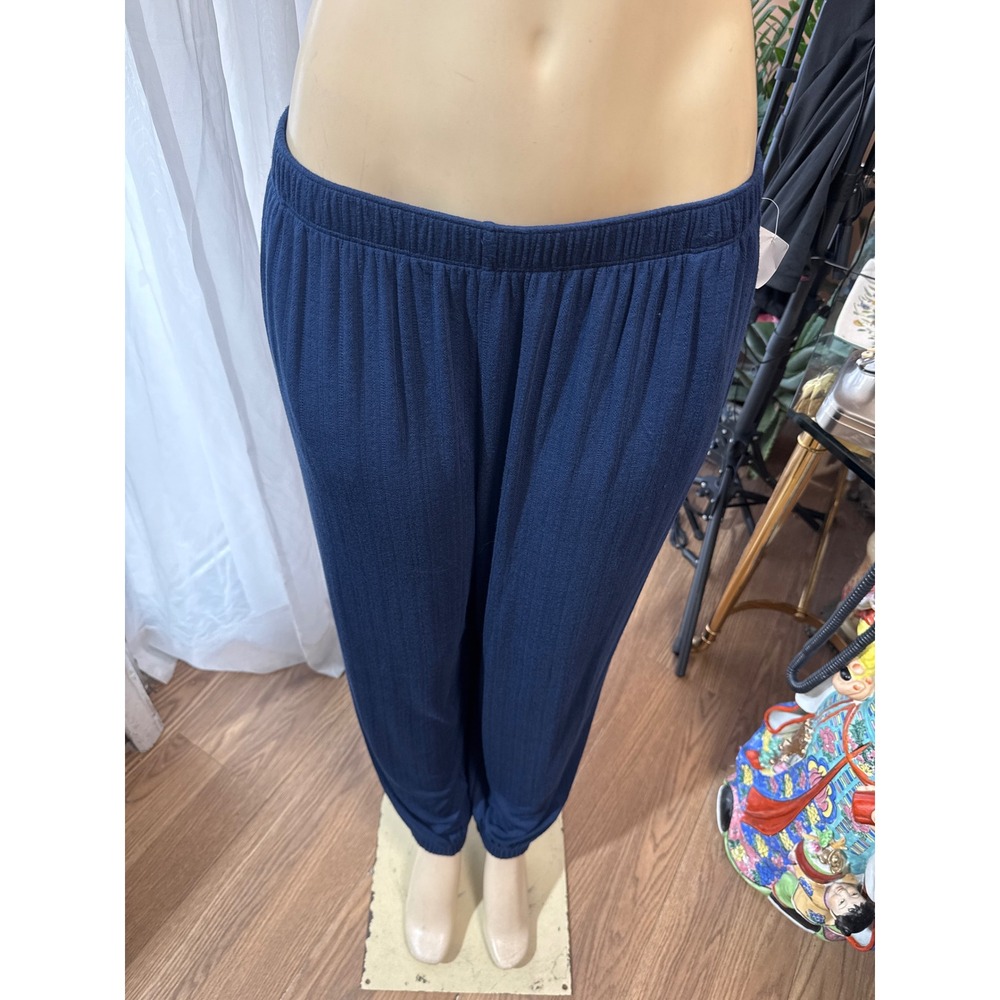 State of Day Intimates Club Navy Ribbed Tencel Modal Lounge Pants Large Joggers